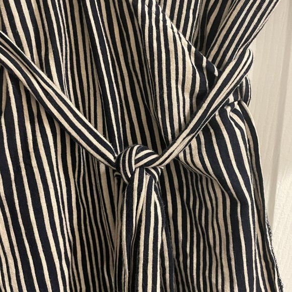 Free People Black and Cream Striped Wrap Top Size XS - Picture 4 of 6